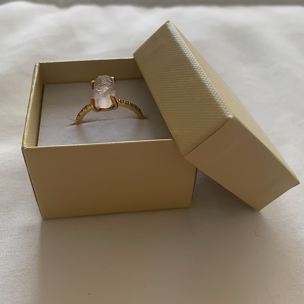 Rose Quartz 14K Yellow Gold Vermeil Ring